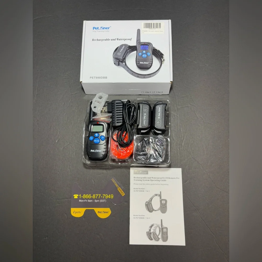 PETRAINER DOG TRAINING COLLAR RECHARGEABLE & WATERPROOF 1 FOR 2 PET998DBB New